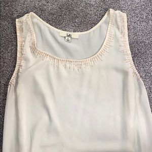 Cream Tank Top with Beaded Detail